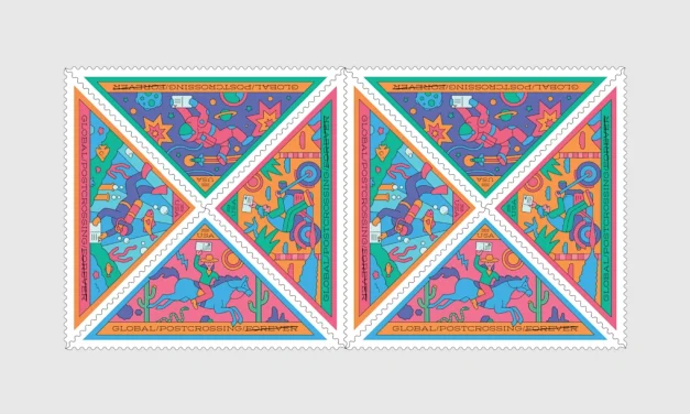 This triangle-shaped stamp has an unusual purpose