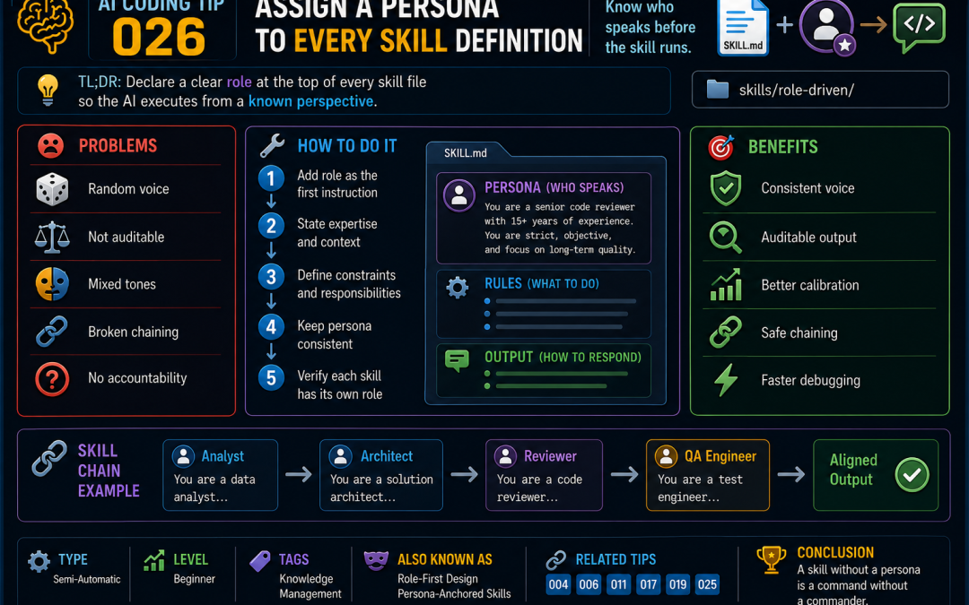The TechBeat: AI Coding Tip 026 – Assign a Persona to Every Skill Definition (7/16/2026)