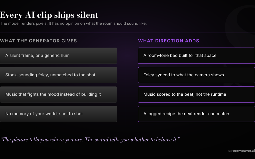 AI Video Comes Out Silent. Here Is the Sound Design Workflow I Run on Every Shot