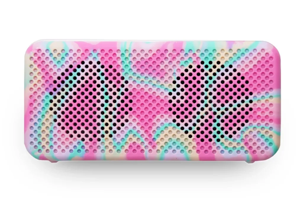 This pretty speaker is made from old melted Barbies